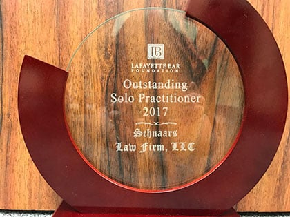 LB | Lafayette Bar Foundation | Outstanding Solo Practitioner 2017 | Schnaars Law Firm, LLC